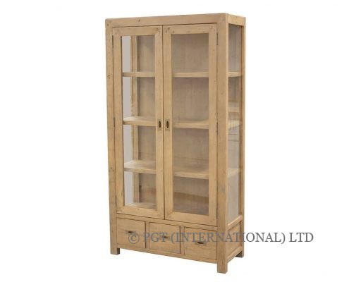 rustic post and rail display cabinet