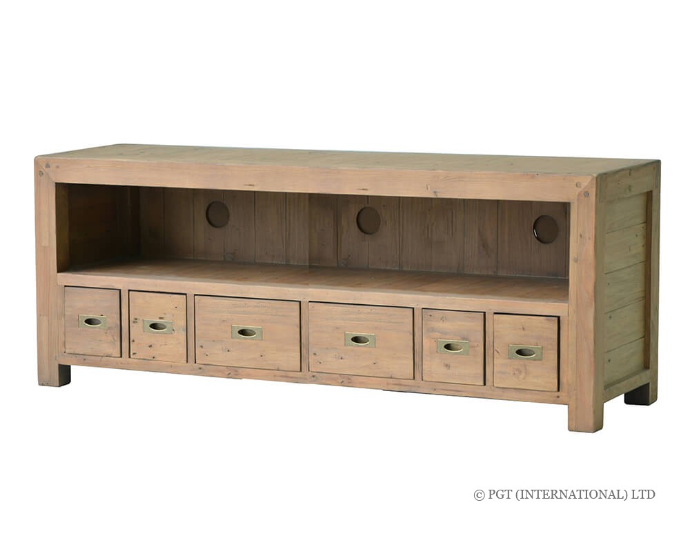 rustic post and rail large tv cabinet