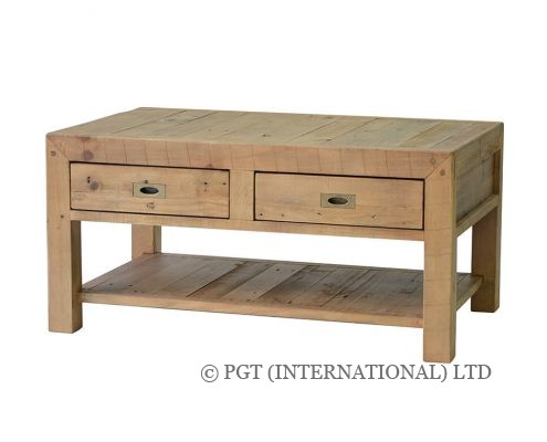 rustic post and rail coffee table 2